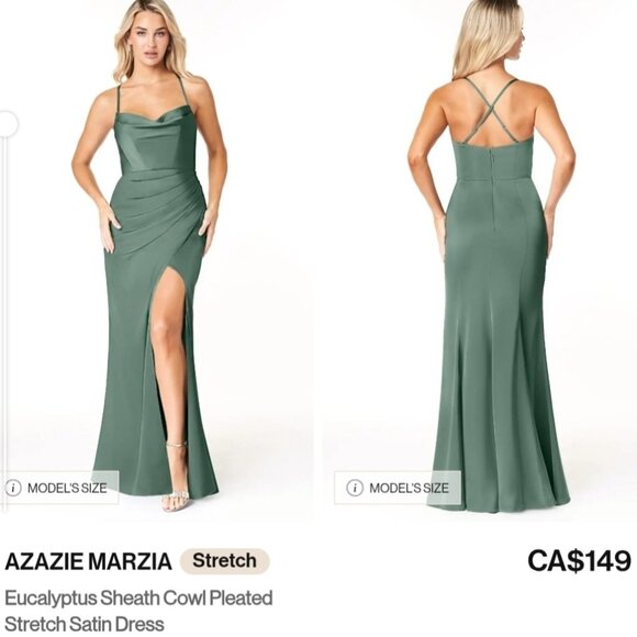 Azazie Dresses & Skirts - Azazie - Eucalyptus - Stretch Satin - Size 6